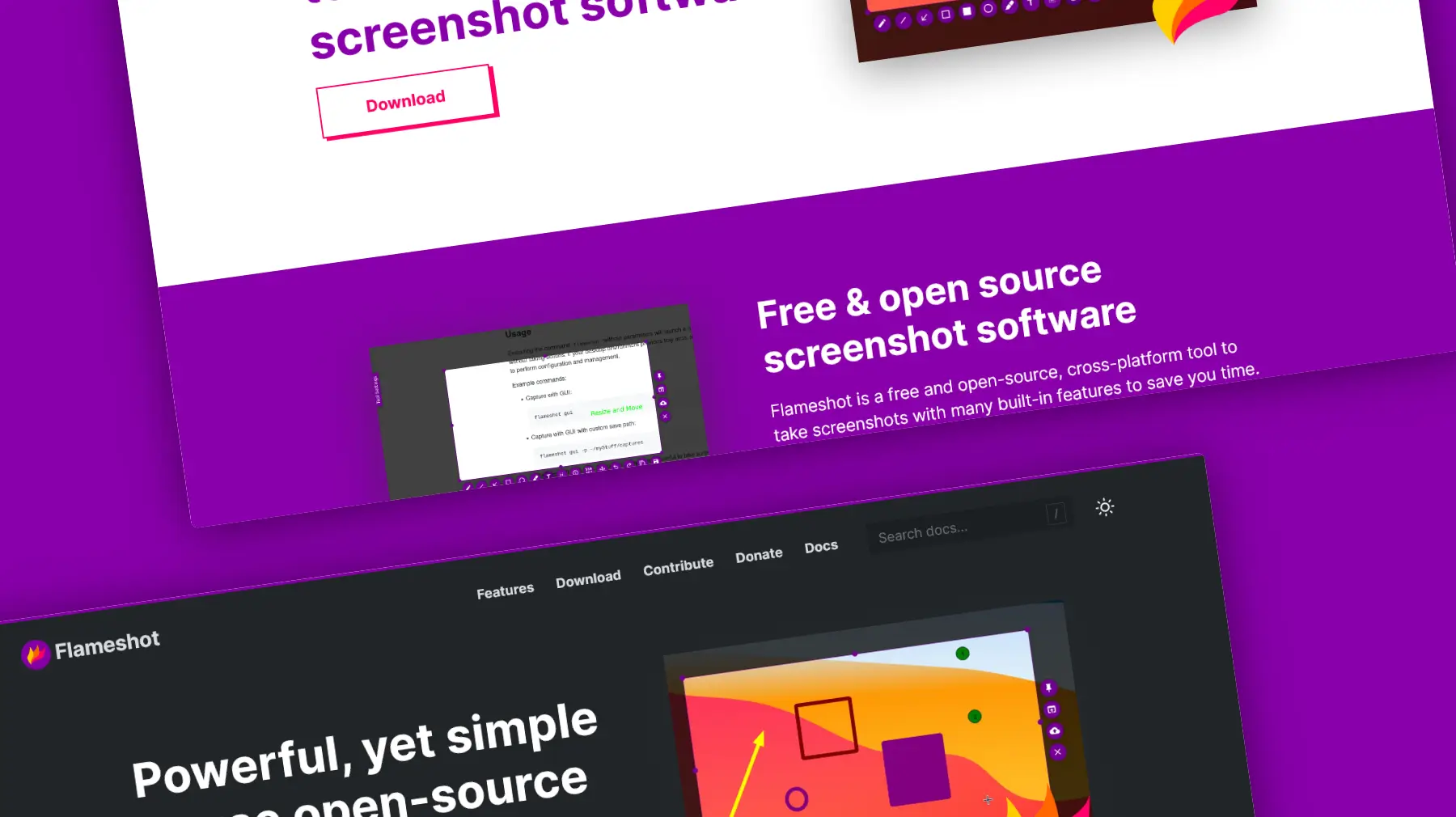 Screenshot of the Flameshot website homepage